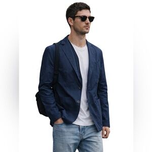 BOSS Hugo Boss Men's Indigo Navy Cotton Blazer, 42L
